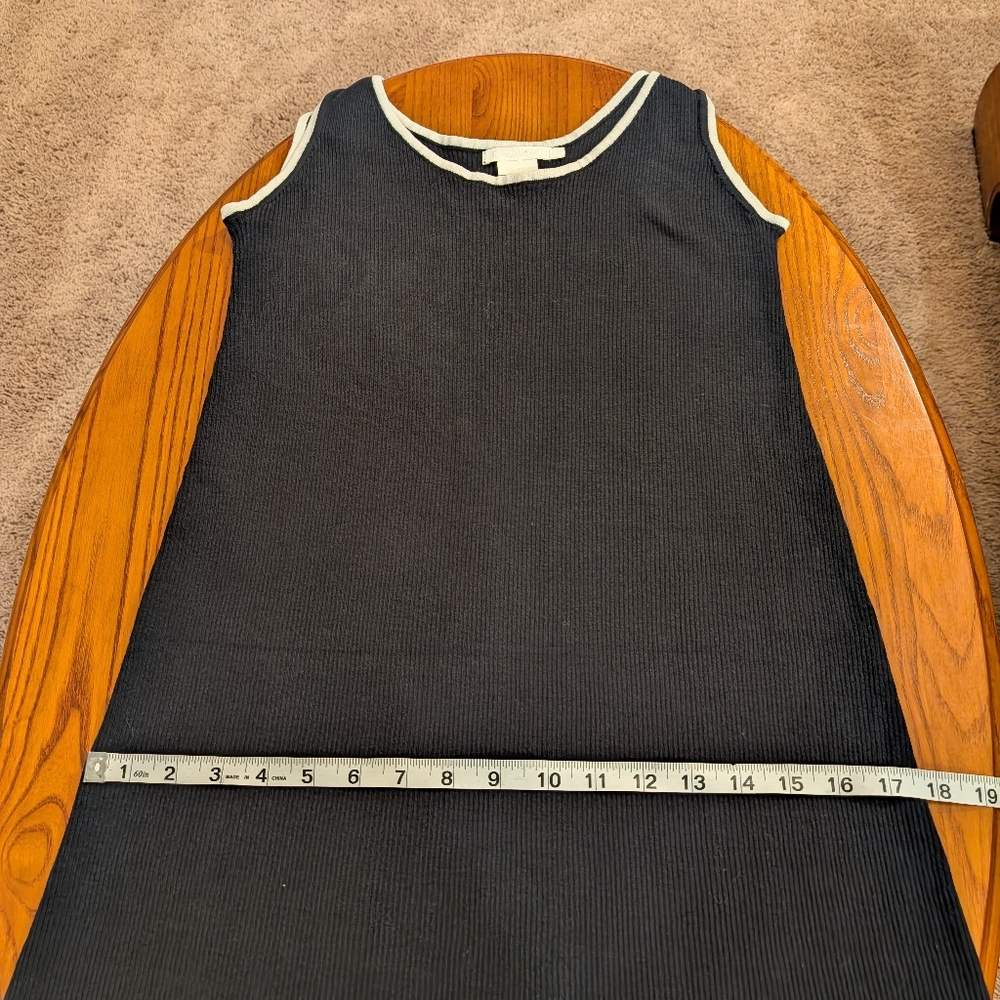 Silk Blend Black and White Sleeveless Knit Dress - Size S - Picture 4 of 8